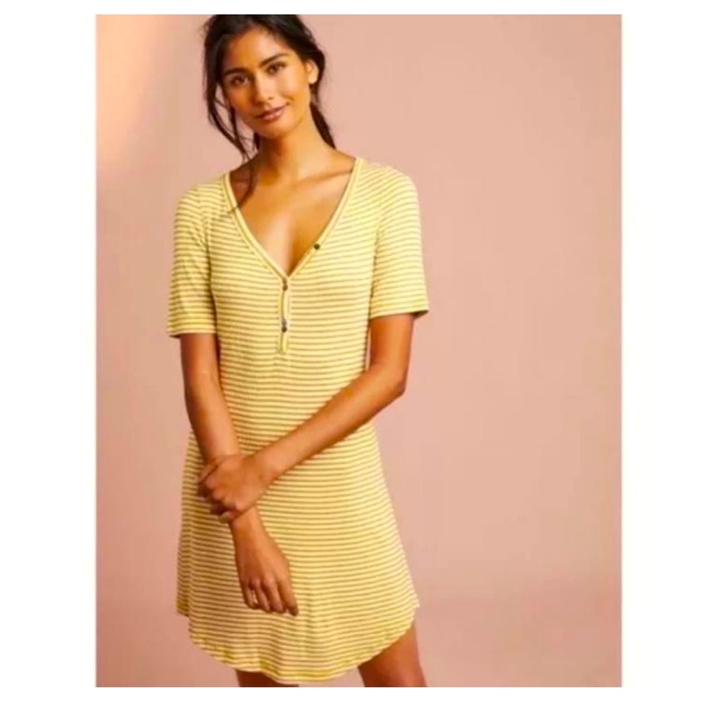 Anthropologie • Pure+Good Striped Henley Dress • M